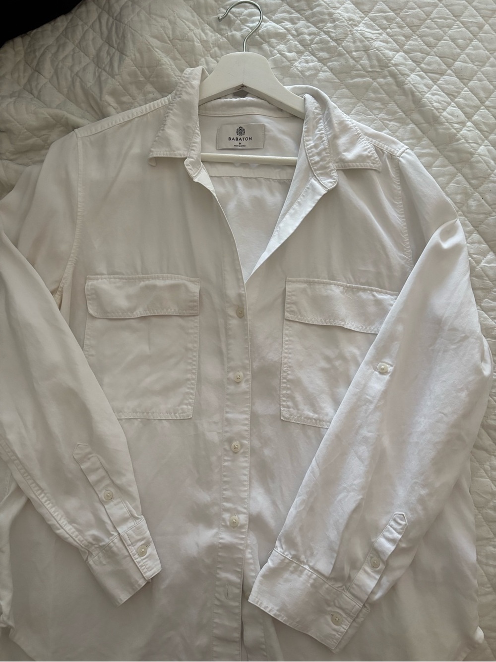 Aritzia Babaton White Long-Sleeve Button Up